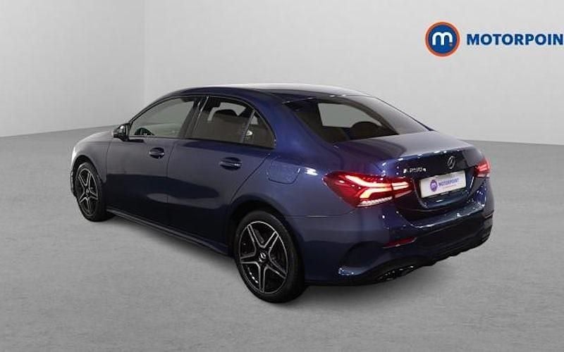 Used Mercedes A250 AMG line 218 HP (160 kW) 2021 Blue Sedan