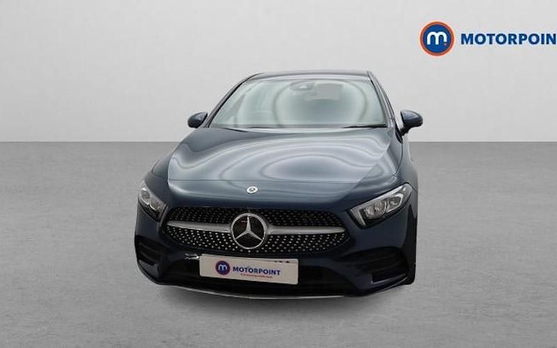 Used Mercedes A250 AMG line 218 HP (160 kW) 2021 Blue Hatchback