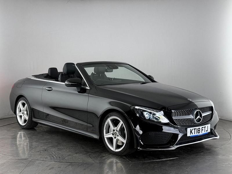 Used Mercedes C250 AMG line 204 HP (150 kW) 2018 Black Cabriolet
