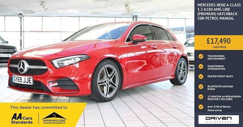 Used Mercedes A180 AMG Line Premium 136 HP (100 kW) 2019 Red Hatchback