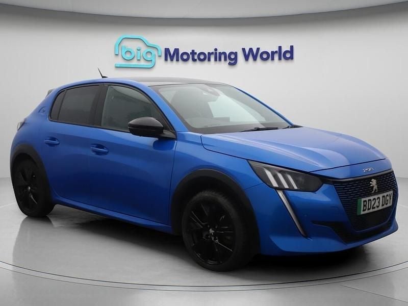 Blue Used 2023 Peugeot e-208 GT Hatchback | £13,058 (Fair price) - Image 1/4