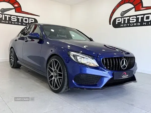 Used Mercedes C220 AMG line 170 HP (125 kW) 2017 Blue Sedan