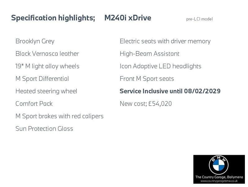 Grey Used 2024 BMW M240 M Sport Coupe | £40,995 (Good price) - Image 1/1