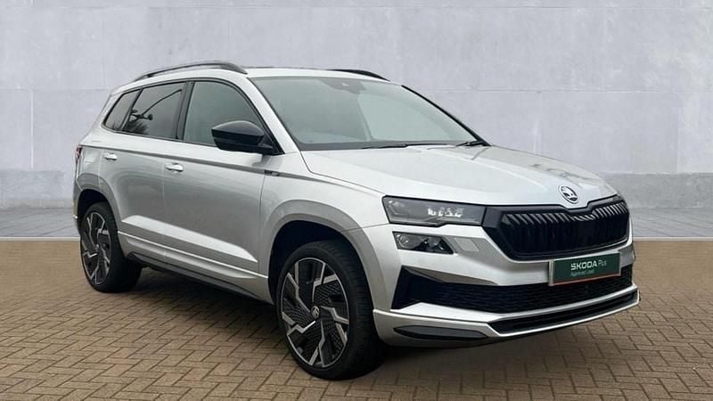 Brilliant silver metallic Used 2024 Skoda Karoq SportLine SUV | £24,450 (Fair price) - Image 1/4