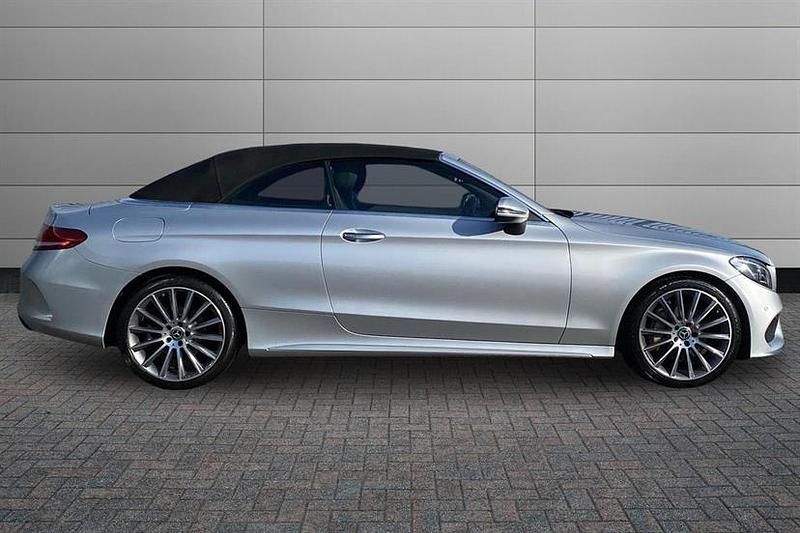 Used Mercedes C250 AMG line 204 HP (150 kW) 2018 Iridium silver Cabriolet