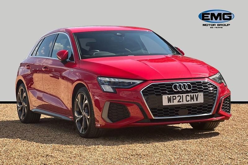 Red Used 2021 Audi A3 Sportback S-Line Hatchback | £19,495 (Fair price) - Image 1/3