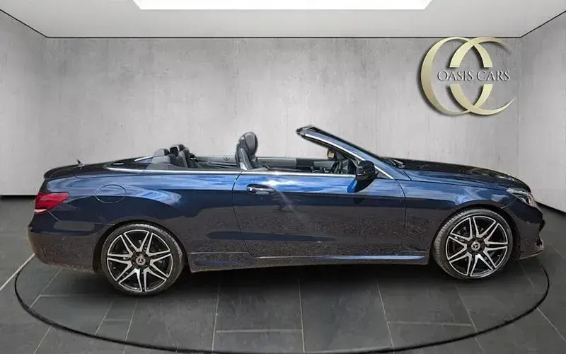 Used Mercedes E200 AMG line 184 HP (135 kW) 2016 Blue Cabriolet