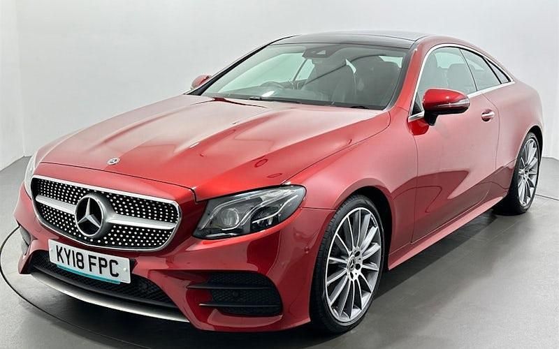 Used Mercedes E220 AMG Line Premium Plus 194 HP (142 kW) 2018 Red Coupe