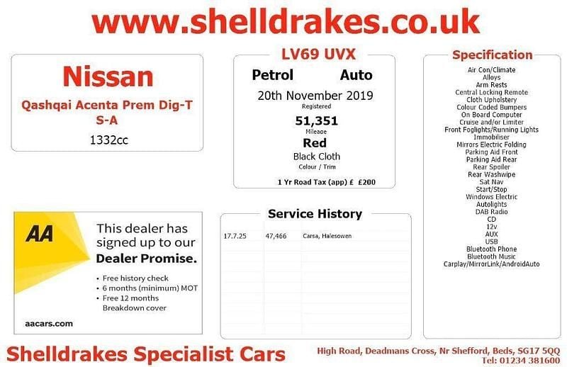 Used Nissan Qashqai Acenta Premium 160 HP (117 kW) 2019 Red SUV