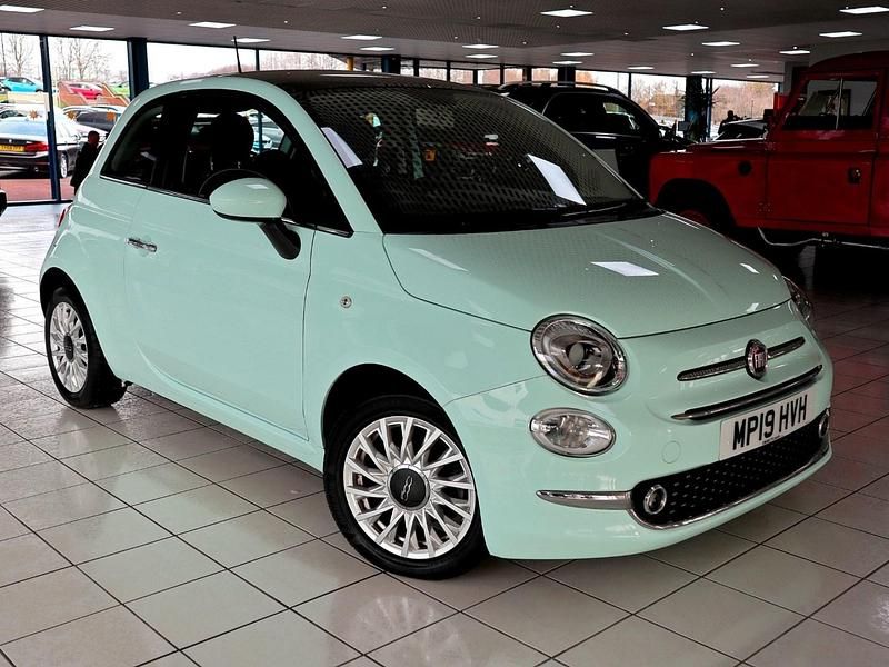 Smooth mint green Used 2019 Fiat 500 Lounge Hatchback | £7,689 (Fair price) - Image 1/4