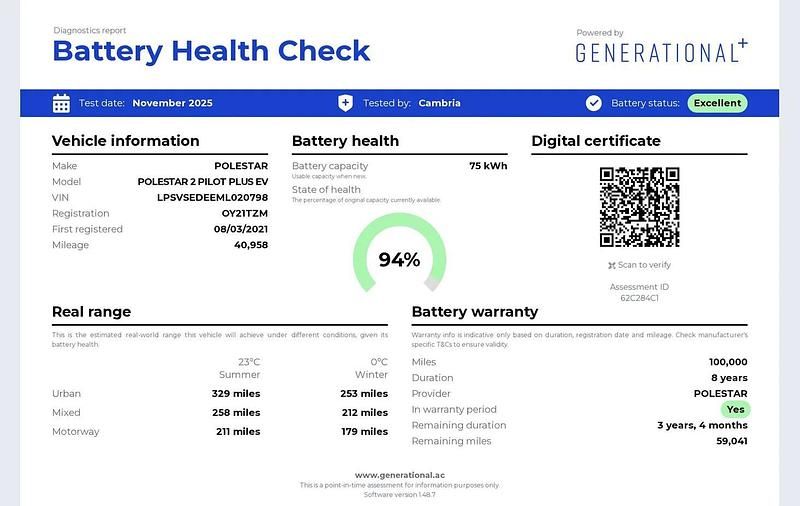 Grey Used 2021 Polestar 2 Pilot Hatchback | £19,500 (Good price) - Image 1/1