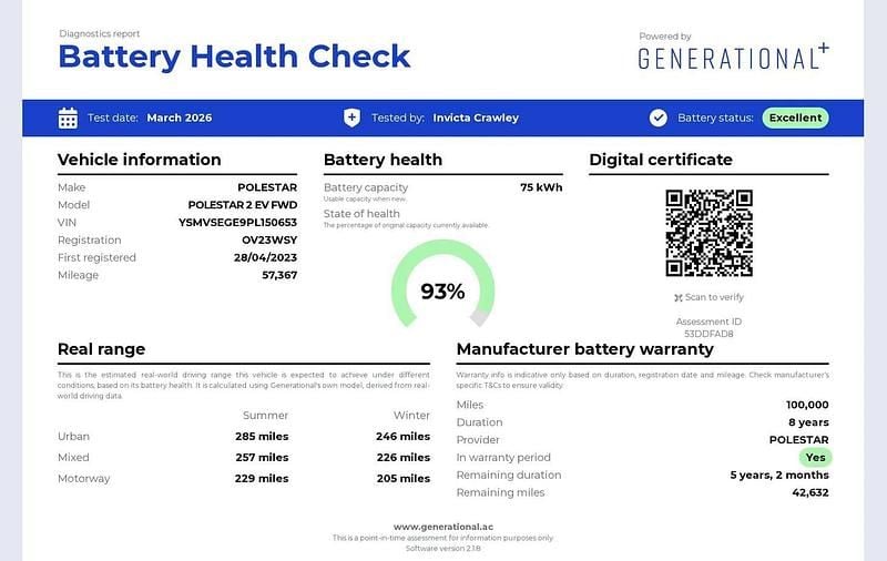 Used Polestar 2 Long Range Single Motor 167 kW (228 HP) 2023 Silver Hatchback