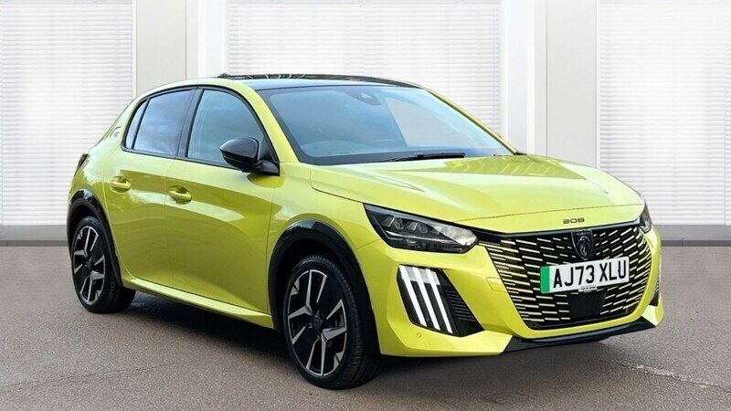Metallic ageuda yellow Used 2024 Peugeot e-208 GTi Hatchback | £18,724 (Super price) - Image 1/4