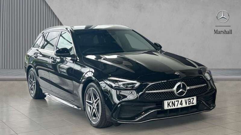 Obsidian black metallic Used 2024 Mercedes C220 AMG line Estate | £35,738 (Fair price) - Image 1/4