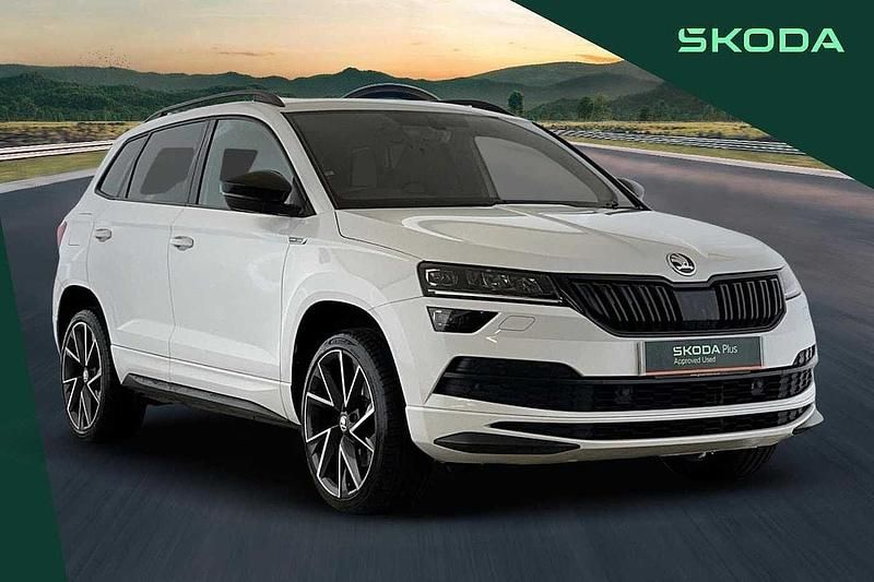 Moon white Used 2021 Skoda Karoq SportLine SUV | £20,890 (Fair price) - Image 1/4