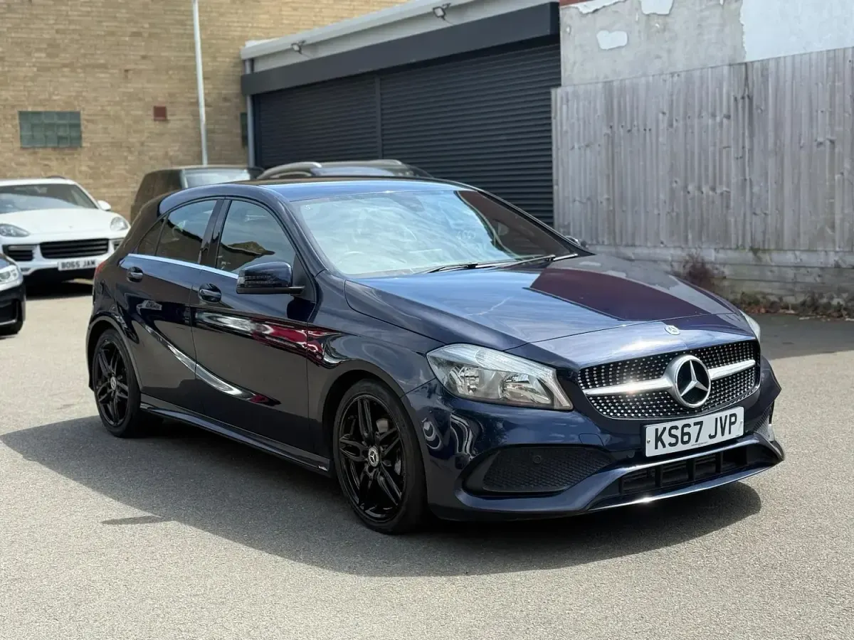 Used Mercedes A160 AMG line 102 HP (75 kW) 2017 Blue Hatchback