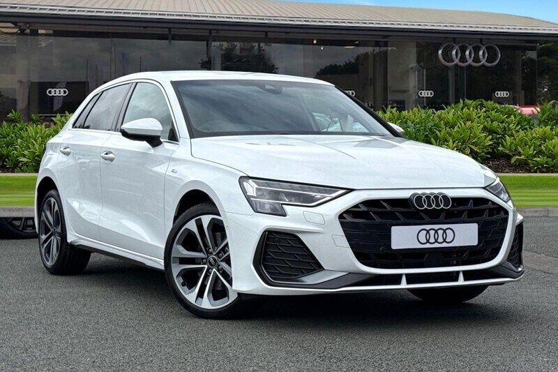 White New 2025 Audi A3 Sportback e-tron S-Line Sedan | £33,535 - Image 1/4