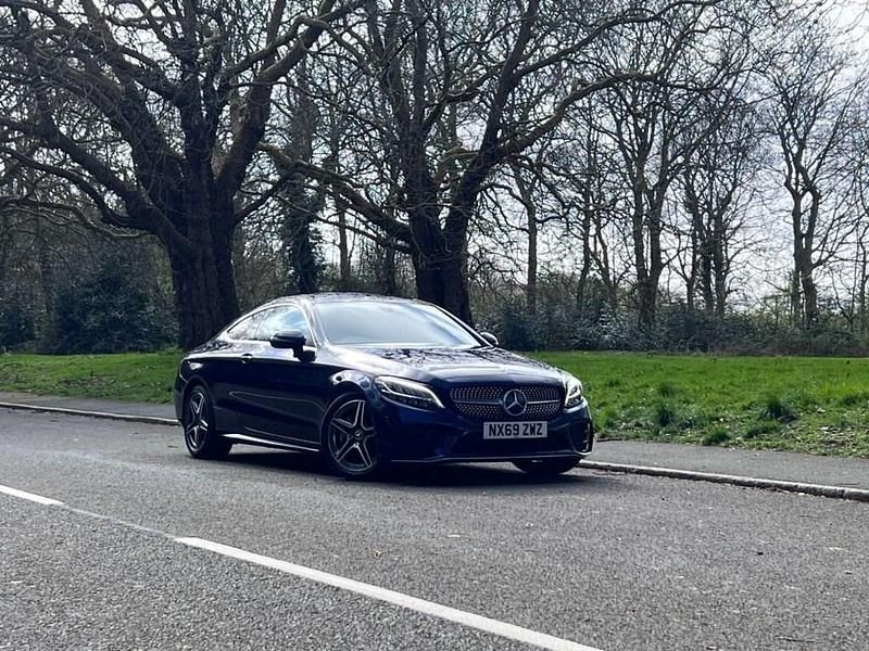 Used Mercedes C300 AMG line 245 HP (180 kW) 2019 Blue Coupe