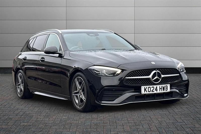 Obsidian black Used 2024 Mercedes C200 AMG line Estate | £27,895 (Fair price) - Image 1/4