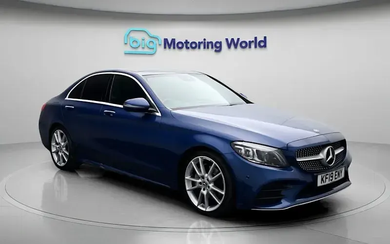 Used Mercedes C220 AMG line 194 HP (142 kW) 2019 Blue Sedan