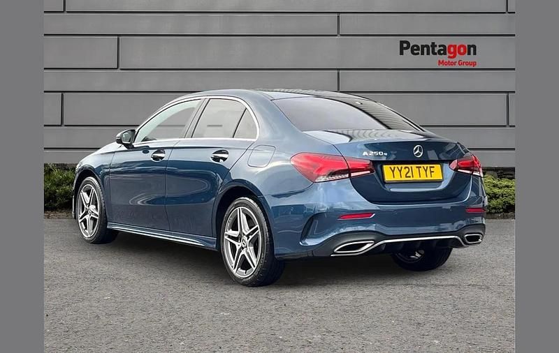 Used Mercedes A250 AMG Line Premium 214 HP (157 kW) 2021 Blue Sedan