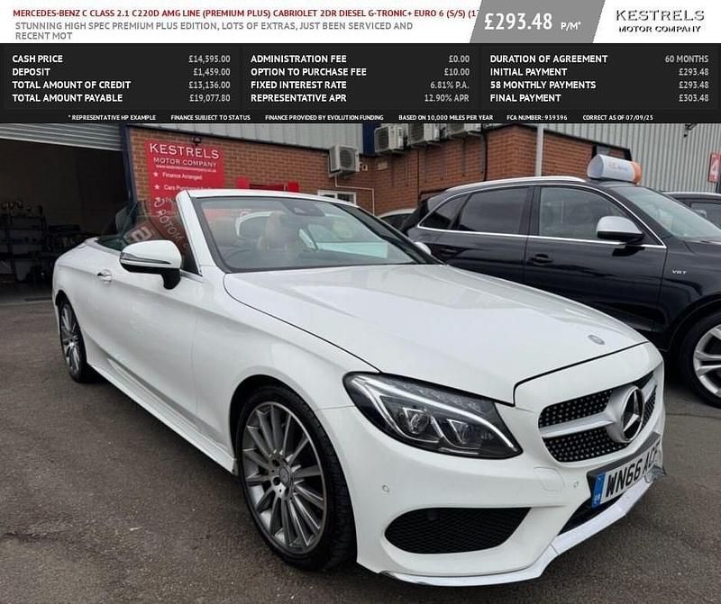 White Used 2016 Mercedes C220 AMG line Cabriolet | £14,595 (Fair price) - Image 1/4