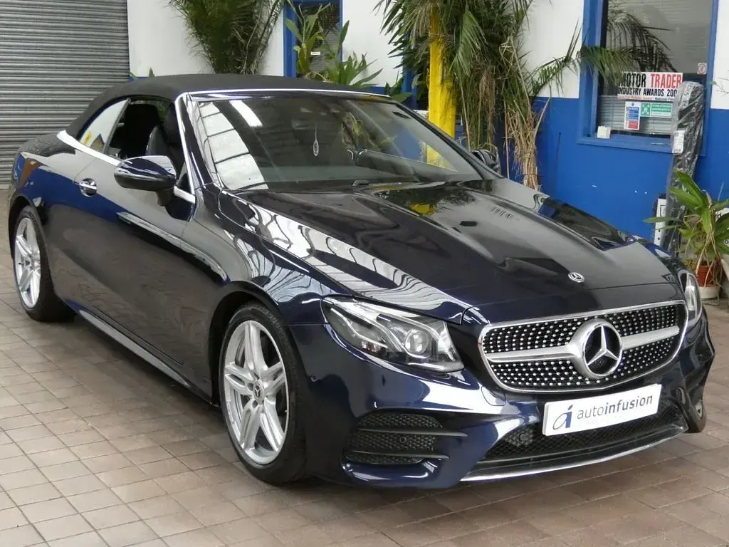 Used Mercedes E300 AMG line 245 HP (180 kW) 2018 Blue Cabriolet