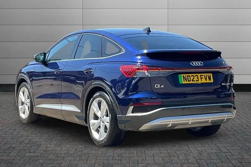 Used Audi Q4 Sportback e-tron S-Line 147 kW (201 HP) 2023 Navarra blue SUV