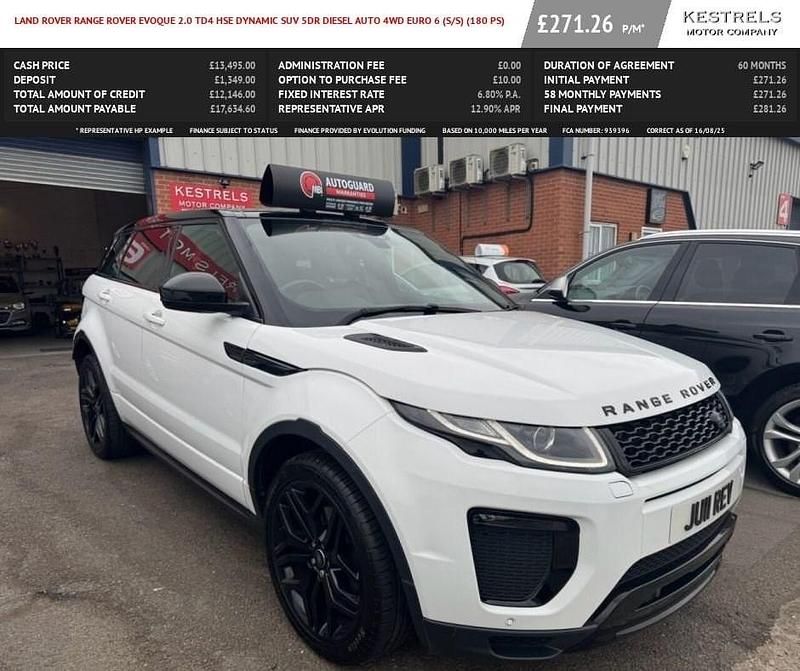 White Used 2018 Land Rover Range Rover evoque HSE Dynamic SUV | £13,295 (Super price) - Image 1/4