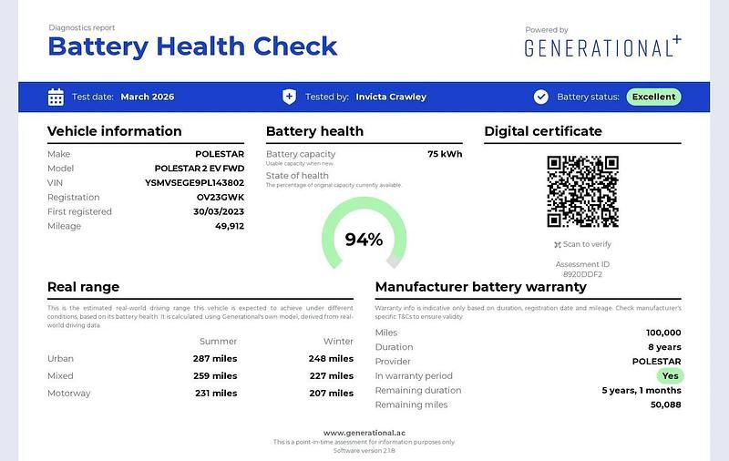Used Polestar 2 Long Range Single Motor 167 kW (228 HP) 2023 Other Hatchback