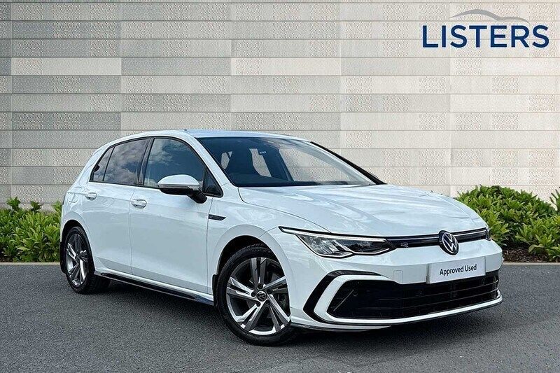 Pure white Used 2023 VW Golf VIII R-line Hatchback | £22,990 (A bit pricey) - Image 1/4