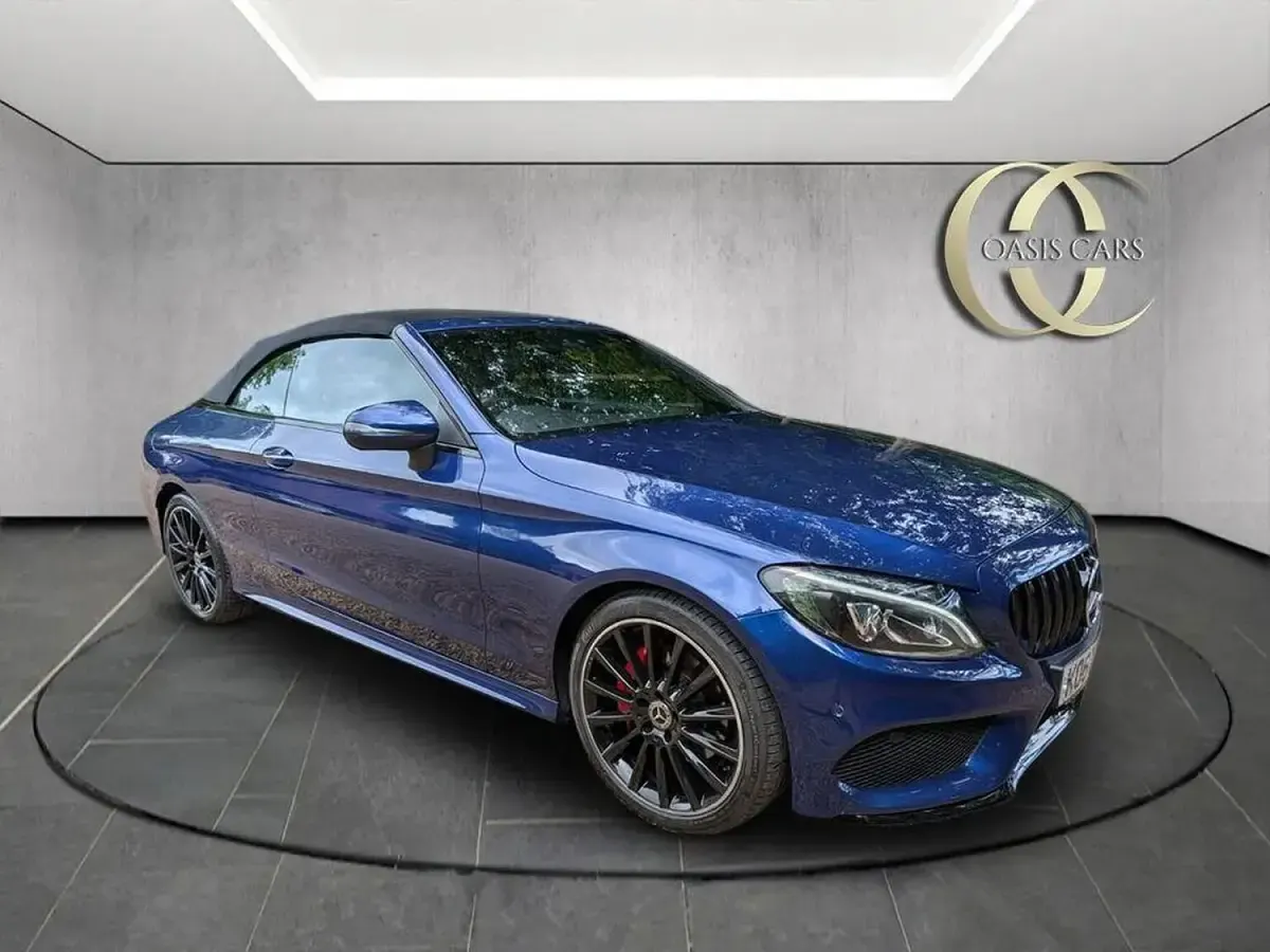 Used Mercedes C200 AMG line 184 HP (135 kW) 2018 Blue Cabriolet