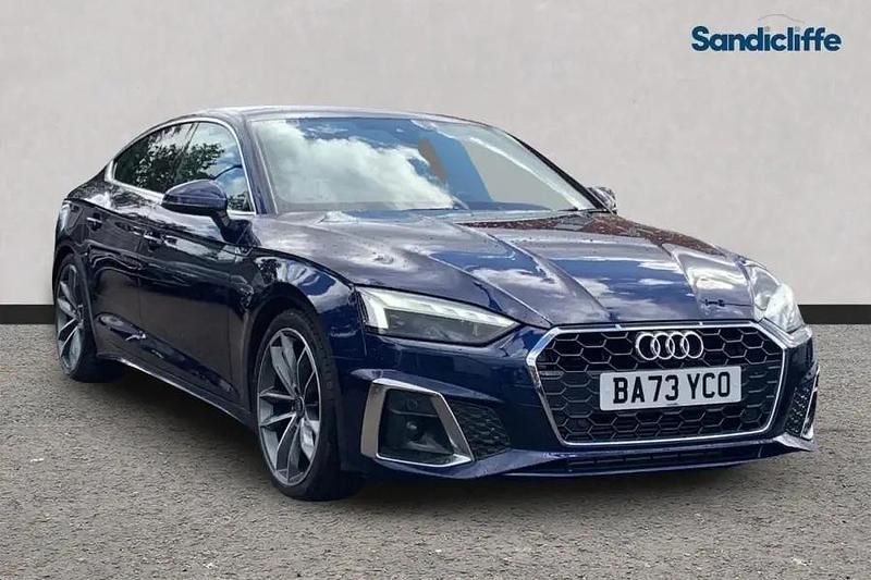 Metallic navarra blue Used 2023 Audi A5 S-Line Coupe | £23,991 (Super price) - Image 1/4