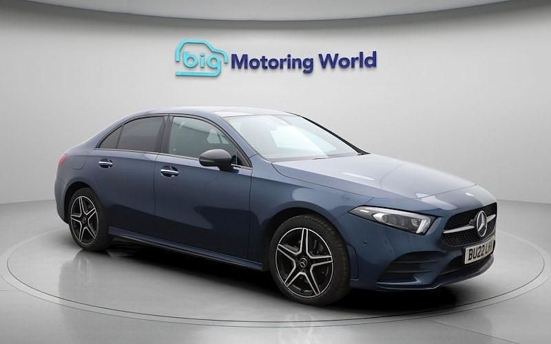 Used Mercedes A250 AMG line 259 HP (190 kW) 2022 Blue Sedan