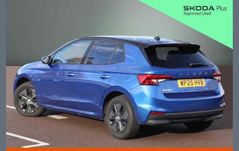 Used Skoda Fabia Design Edition 113 HP (83 kW) 2025 Race blue metallic black magic pearl effect Hatchback