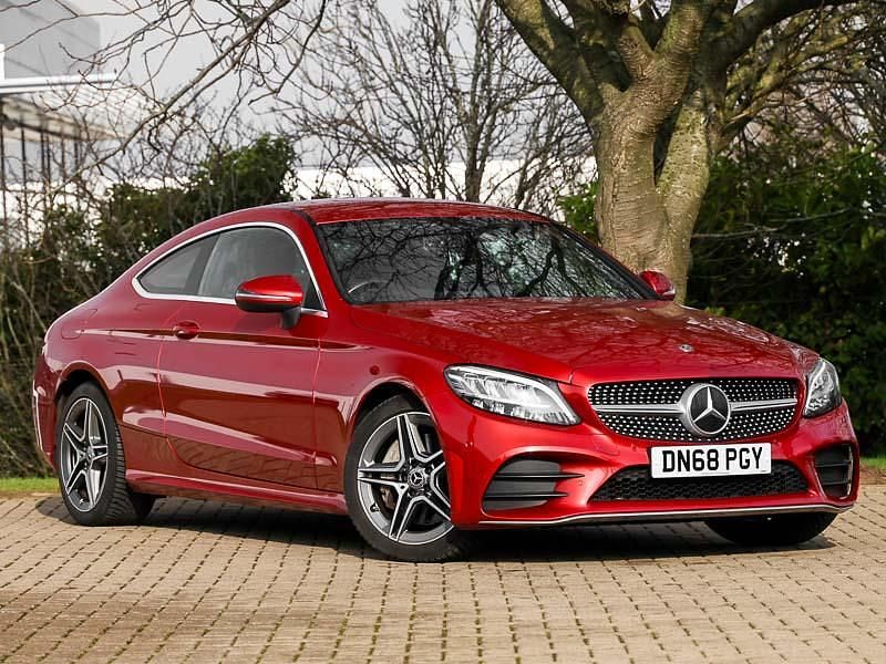 Used Mercedes C300 AMG line 258 HP (189 kW) 2018 Red Coupe