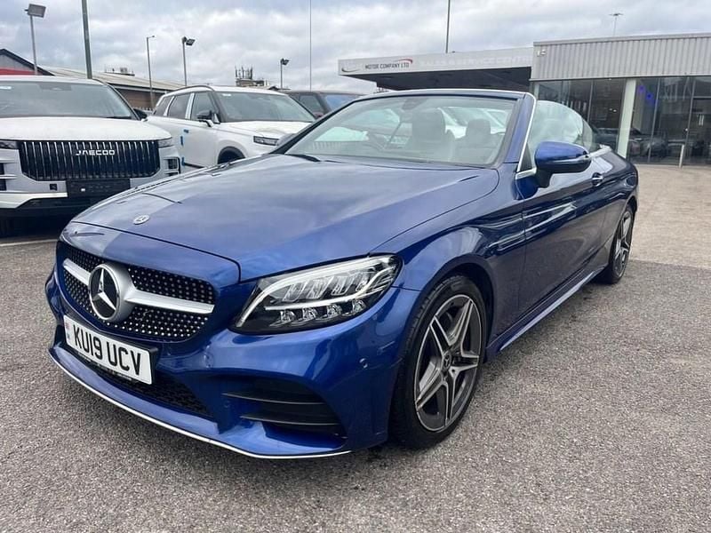 Used Mercedes C220 AMG line 194 HP (142 kW) 2019 Blue Cabriolet
