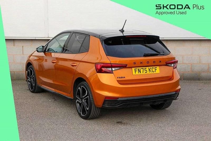 Used Skoda Fabia Monte Carlo 113 HP (83 kW) 2025 Phoenix orange metallic black magic pearl effect Hatchback