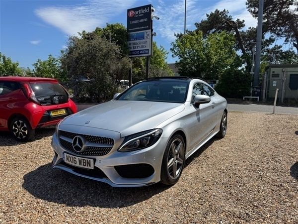 Silver with black leather trim Used 2016 Mercedes C250 AMG Line Premium Coupe | £12,490 (Fair price) - Image 1/1