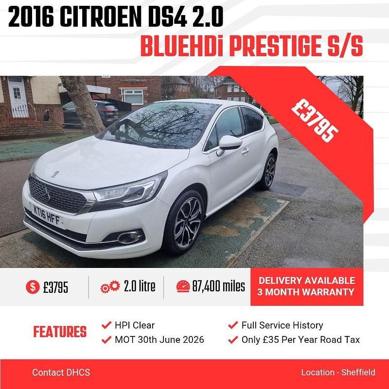 Used DS Automobiles DS4 Prestige 150 HP (110 kW) 2016 White Hatchback