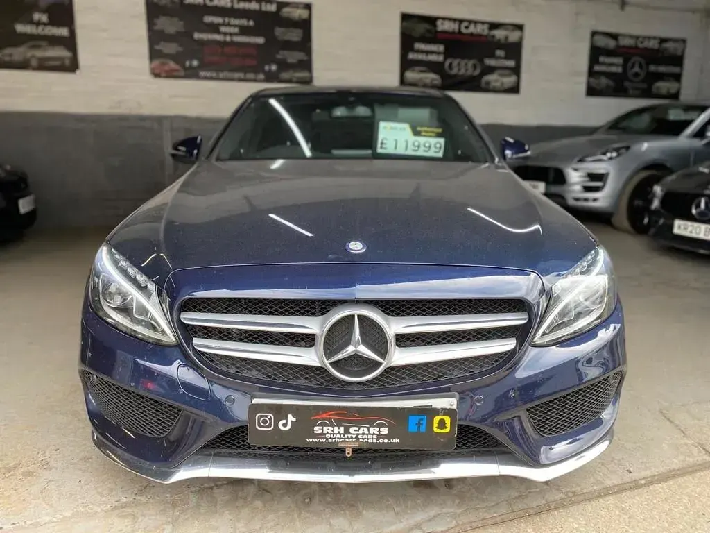 Used Mercedes C220 AMG line 170 HP (125 kW) 2017 Blue Sedan