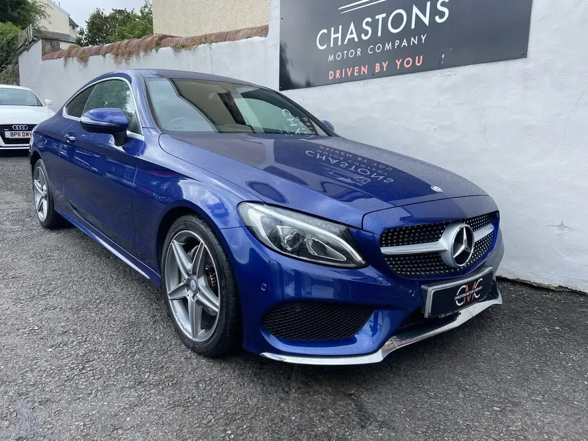 Used Mercedes C220 AMG line 170 HP (125 kW) 2017 Blue Coupe
