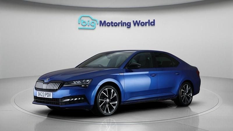 Used Skoda Superb SportlinePlus 218 HP (160 kW) 2023 Blue Hatchback