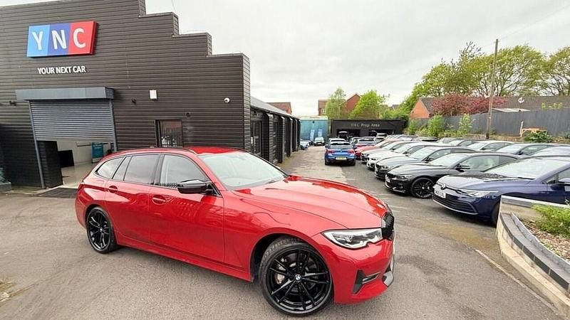 Red Used 2021 BMW 330e Sport Line Estate | £16,991 (Fair price) - Image 1/4