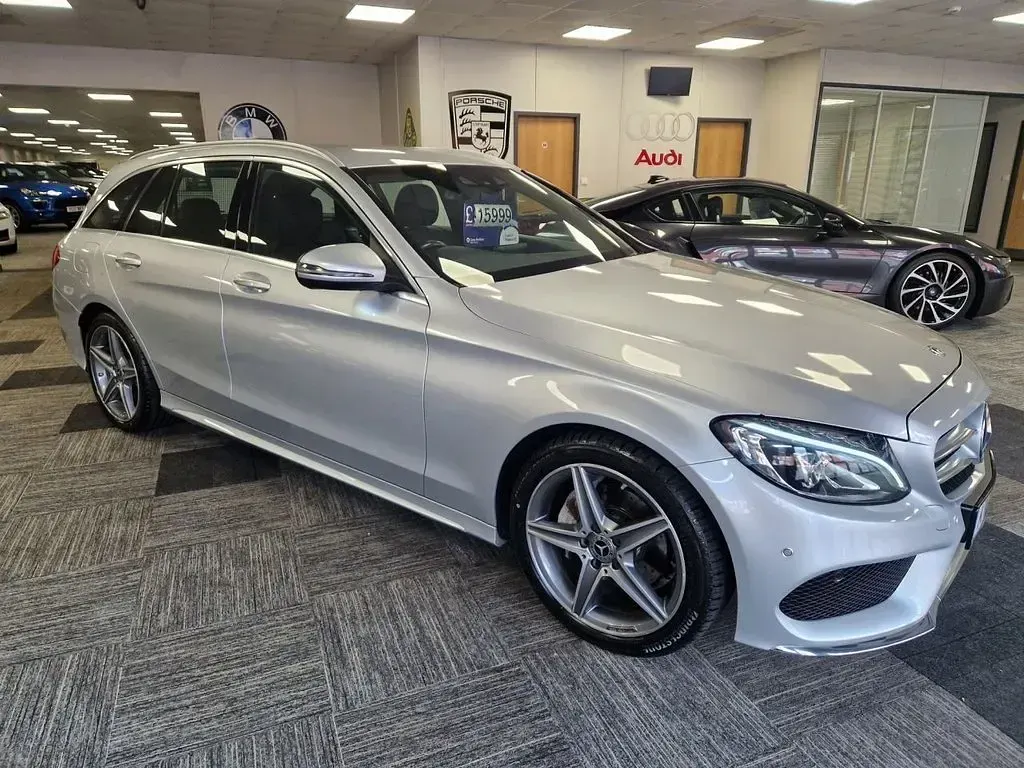 Used Mercedes C220 AMG line 170 HP (125 kW) 2018 Silver Estate
