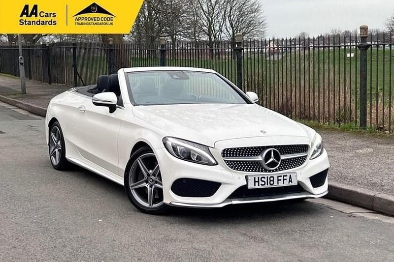Used Mercedes C250 AMG line 204 HP (150 kW) 2018 White Cabriolet