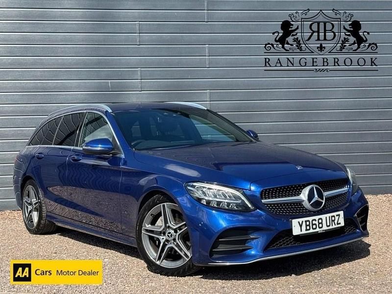 Begagnad Mercedes C220 AMG line 2018 Blå Kombi