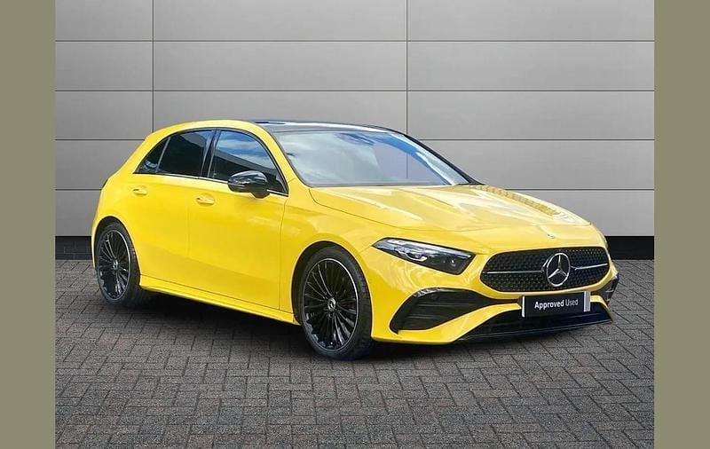 Yellow Used 2023 Mercedes A200 Exclusive Hatchback | £28,795 (Expensive) - Image 1/4