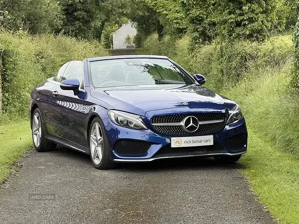 Used Mercedes C220 AMG line 170 HP (125 kW) 2017 Blue Cabriolet
