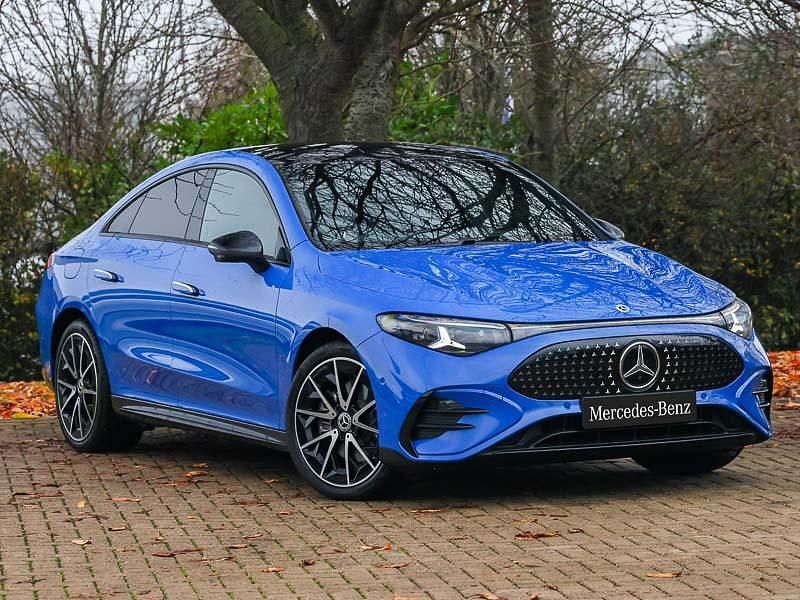 Blue New 2025 Mercedes CLA 250+ AMG line Sedan | £51,498 (A bit pricey) - Image 1/4